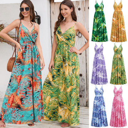 2024 Flowers Long Dress Summer Swing Holiday Beach Dress